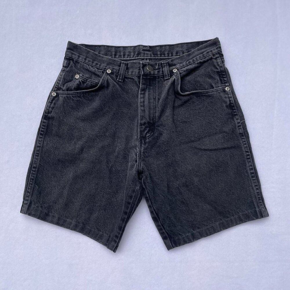 Vintage 90s Black Denim Wrangler High-waist High-rise Mom Shorts Size 29” Size 8
